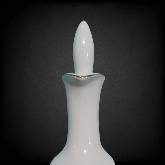 1950s Vintage Porcelain Decanter Floral Gold Trim Cork Stopper Mid-Century Cruet - Picture 11 of 16